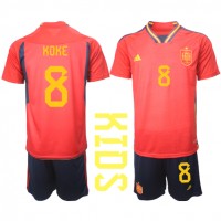 Spain Koke #8 Replica Home Minikit World Cup 2022 Short Sleeve (+ pants)